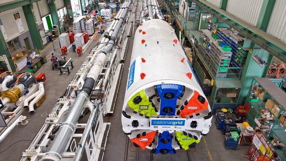 Tunnel boring machine Mary inside an industrial assembly facility