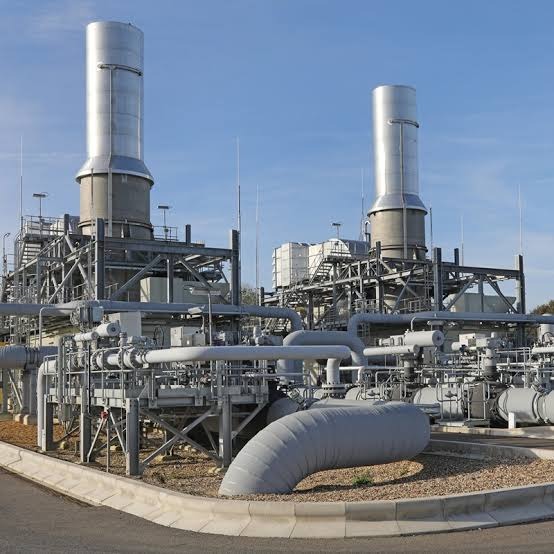 Gas compressor station equipment, pipework and exhaust stacks